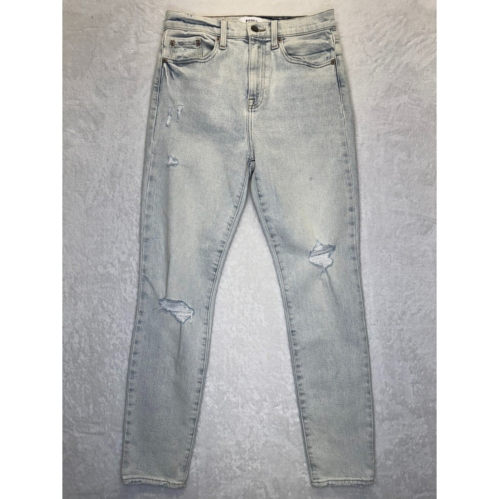 Pistola Jeans Womens 27 Broadway Blue‎ High Rise Distressed Denim Cara Skinny